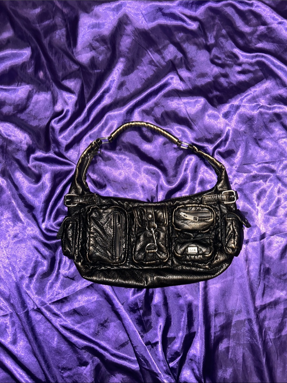 Black Multi-Pocket Shoulder Bag